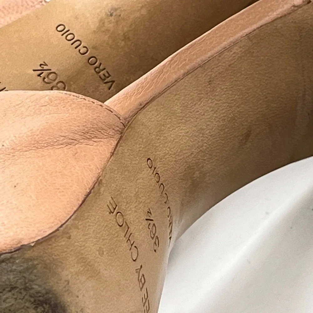 See By Chloe Vela Light Pink-Nude Platform High Heels‎ Sandals Sz 36.5/US 6